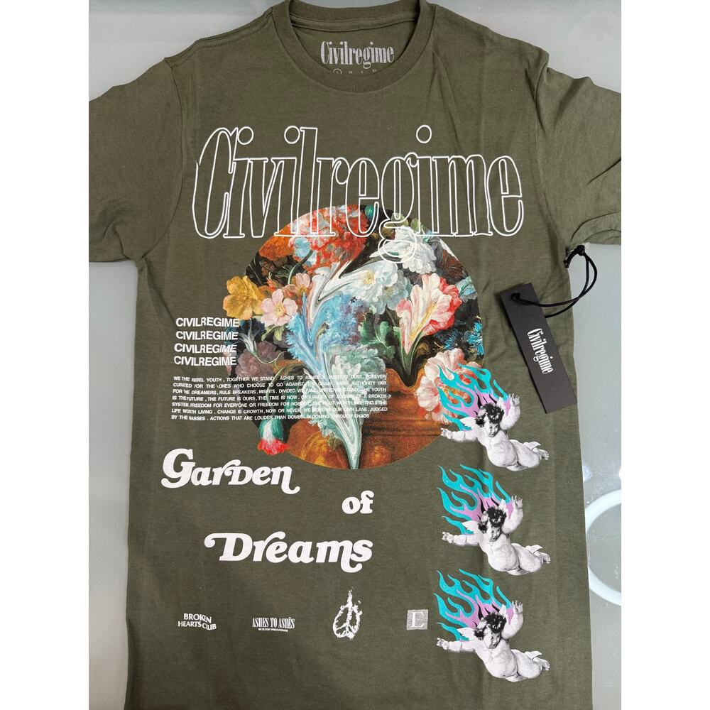 Civil Regime Surrealism Classic Tee in Moss (Sm)